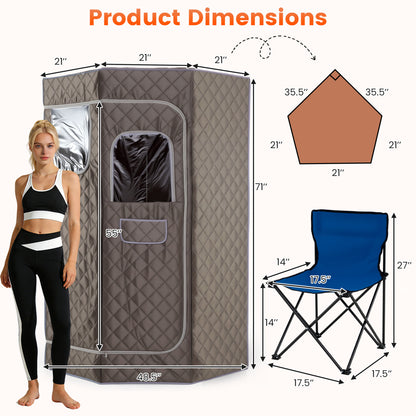 Portable Steam Sauna, 3L, Fast-Heat, 9-Level Remote, Folding Chair, Gray Sauna at Gallery Canada
