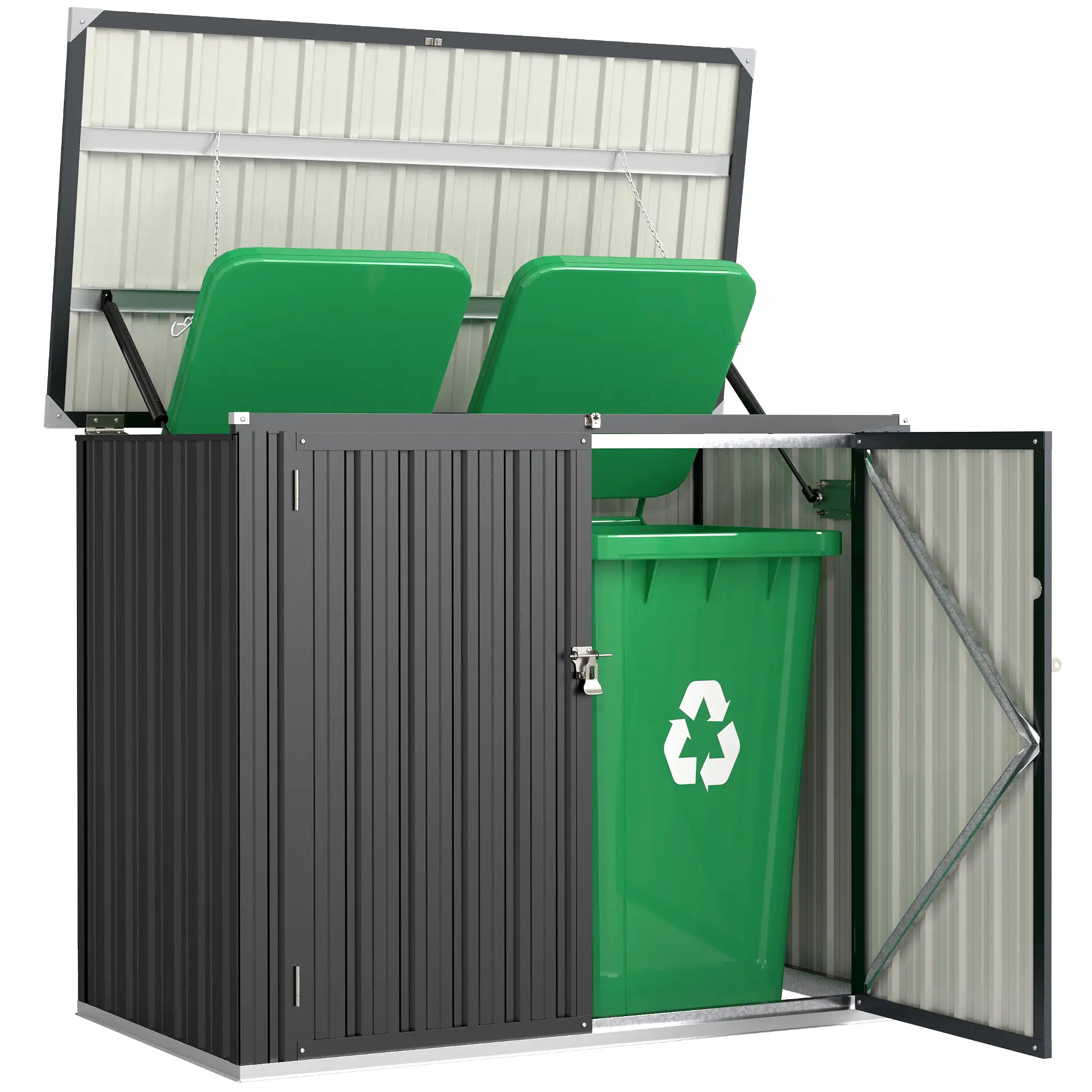 Lockable Galvanized Steel Garbage Bin Shed, Outdoor Storage, Lift-Up Lid Sheds at Gallery Canada