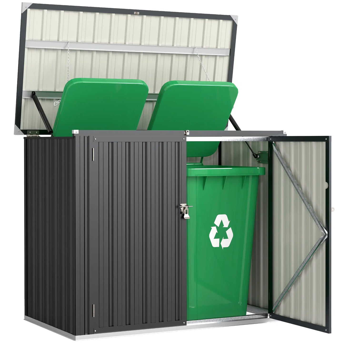 Lockable Galvanized Steel Garbage Bin Shed, Outdoor Storage, Lift-Up Lid Sheds at Gallery Canada
