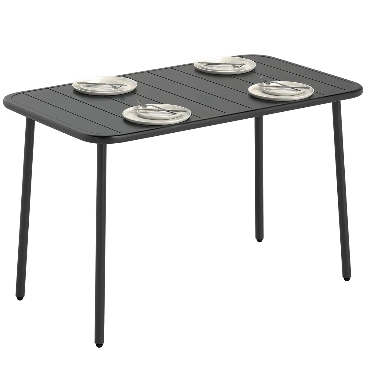 47" x 28" Outdoor Dining Table for 4, Rectangular Patio Table with Slatted Top and Rounded Edges, Grey Patio Dining Tables at Gallery Canada
