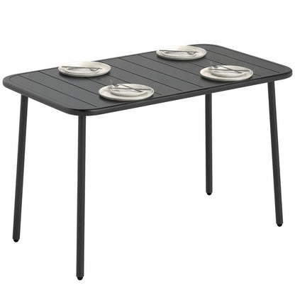 47" x 28" Outdoor Dining Table for 4, Rectangular Patio Table with Slatted Top and Rounded Edges, Grey Patio Dining Tables at Gallery Canada