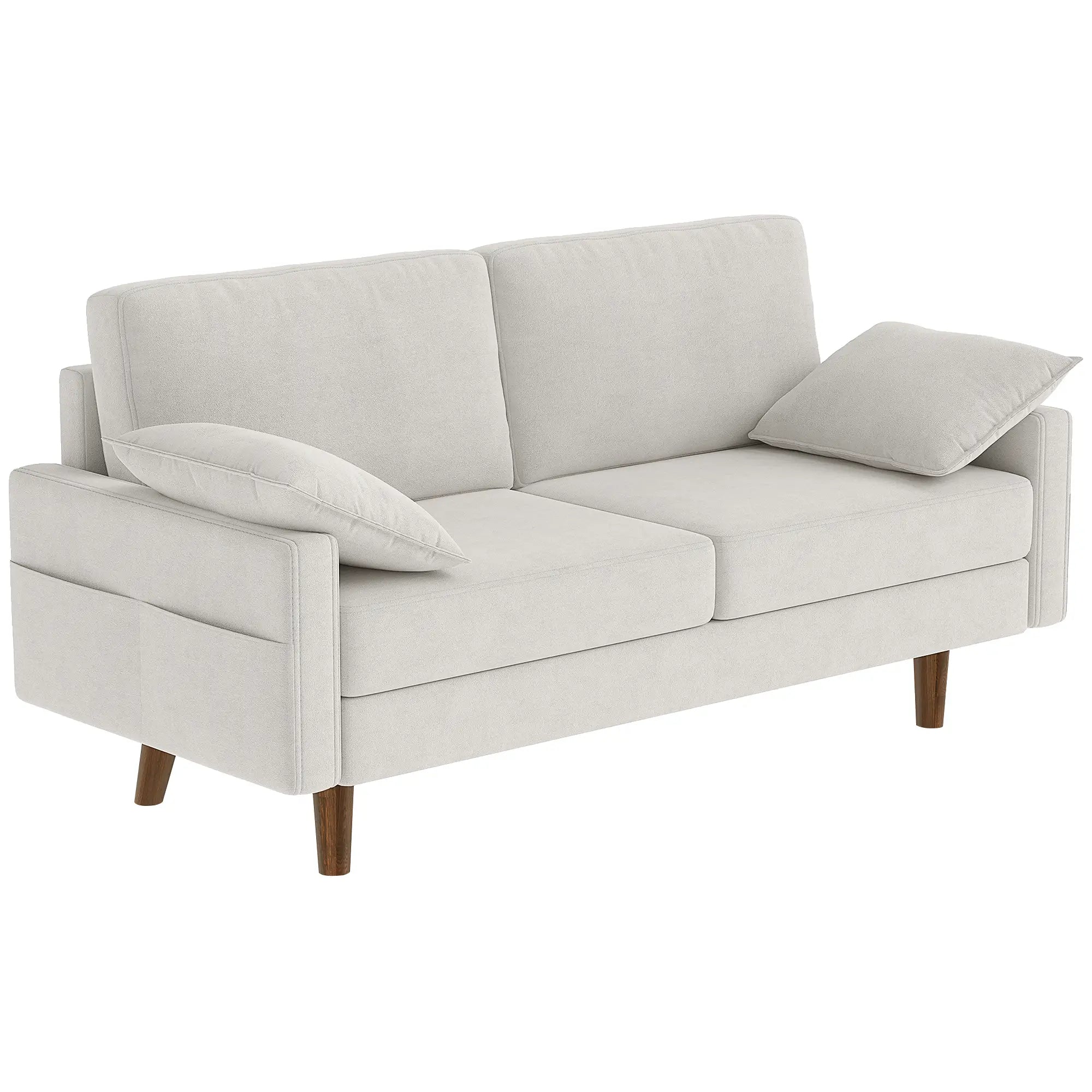 3 Seater Sofa, Velvet Upholstered Couch, Cream White 3-Seater Sofas Cream at Gallery Canada