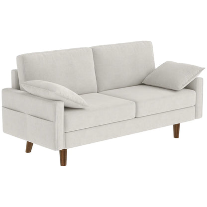 3 Seater Sofa, Velvet Upholstered Couch, Cream White 3-Seater Sofas Cream at Gallery Canada
