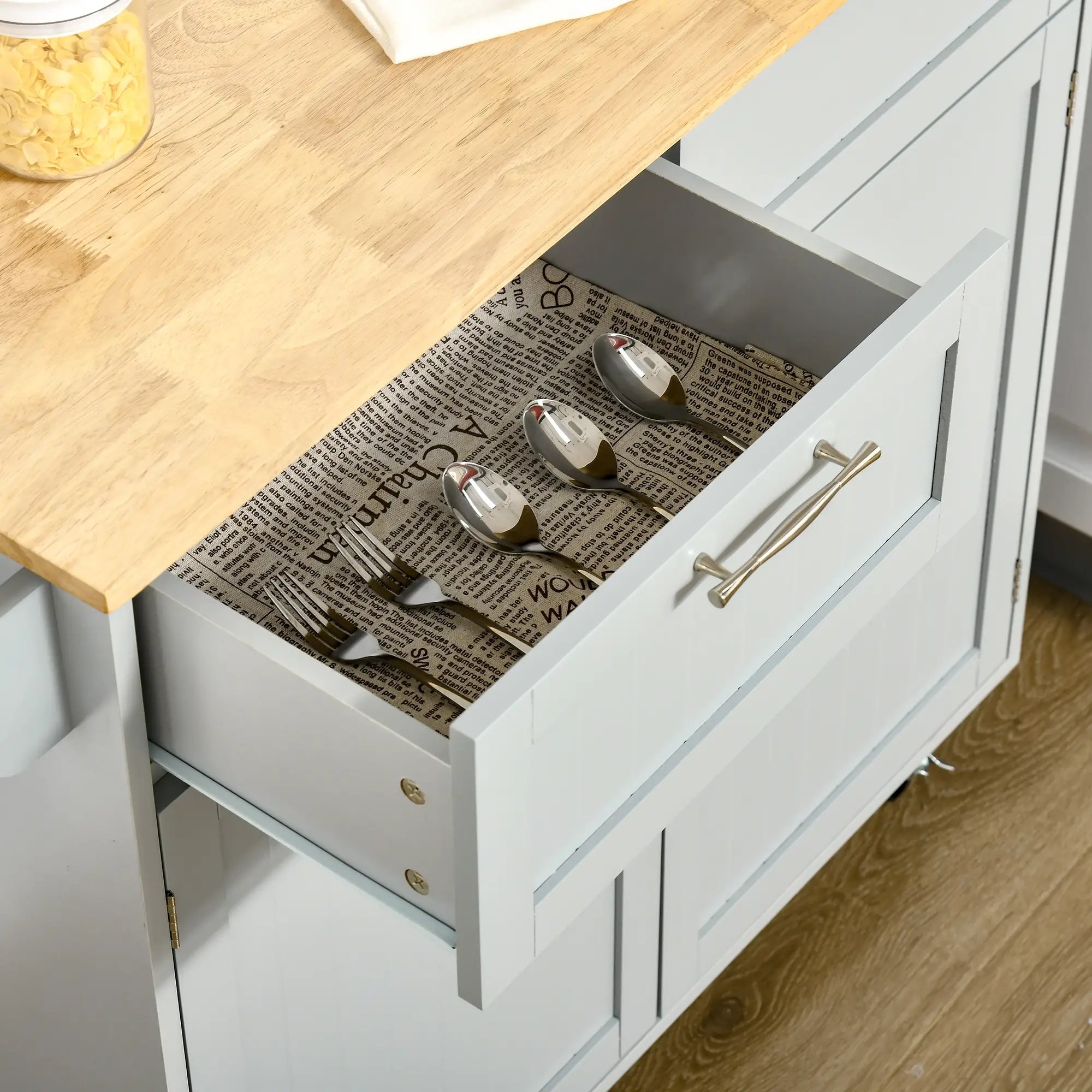 Rolling Kitchen Island, Cart with 2 Drawers, 2 Door Cabinets, 2-Doors, Grey Kitchen Islands & Kitchen Carts at Gallery Canada