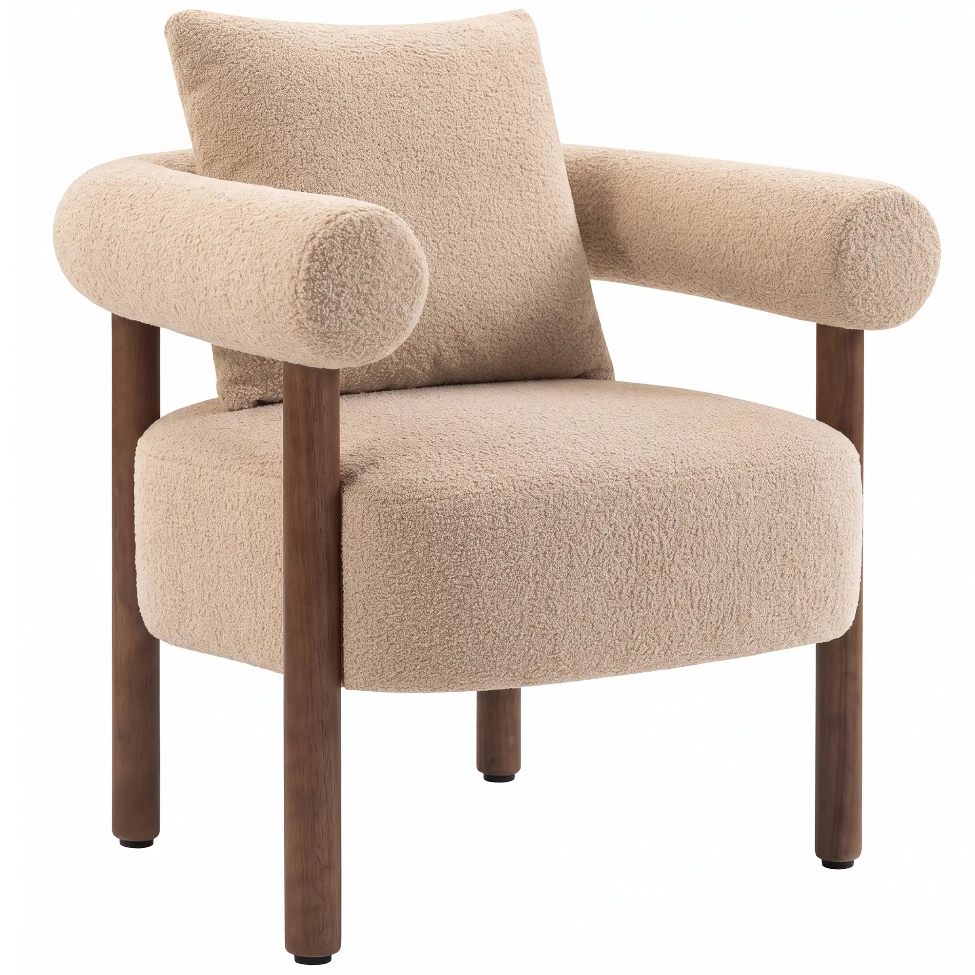 Accent Chair, Teddy Fabric, Brown, Wood Legs, Brown Accent Chairs Multi Colour at Gallery Canada