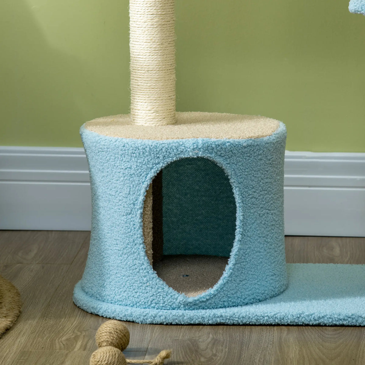 Moon Cat Tower, Teddy Fleece House Bed, Scratching Post, Hanging Toy, Star Platform 41", Blue Cat Towers at Gallery Canada
