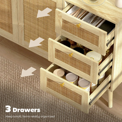 47 Inch Buffet Cabinet, Rattan Sideboard with Drawers, Natural Bar Cabinets at Gallery Canada