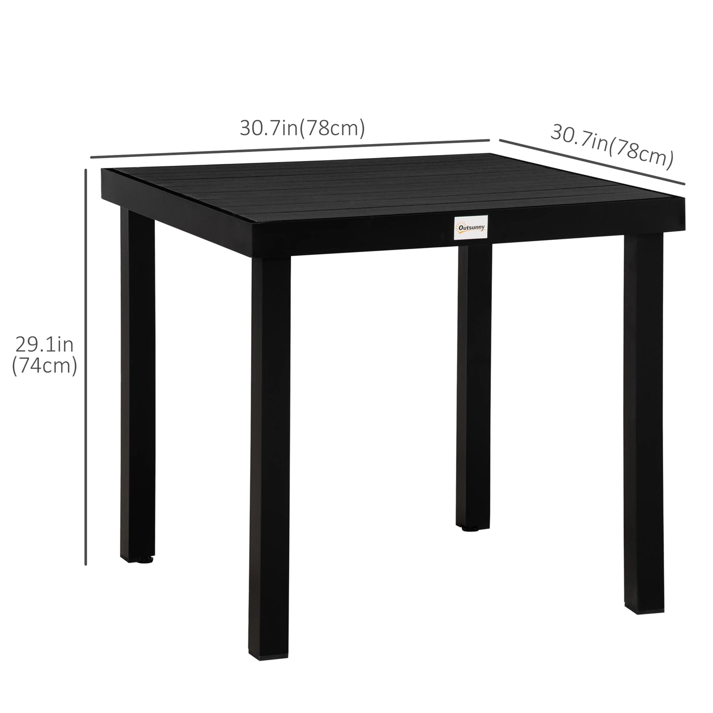 Square Aluminum Patio Dining Table for 4, Outdoor Garden, Black Patio Dinning Tables at Gallery Canada