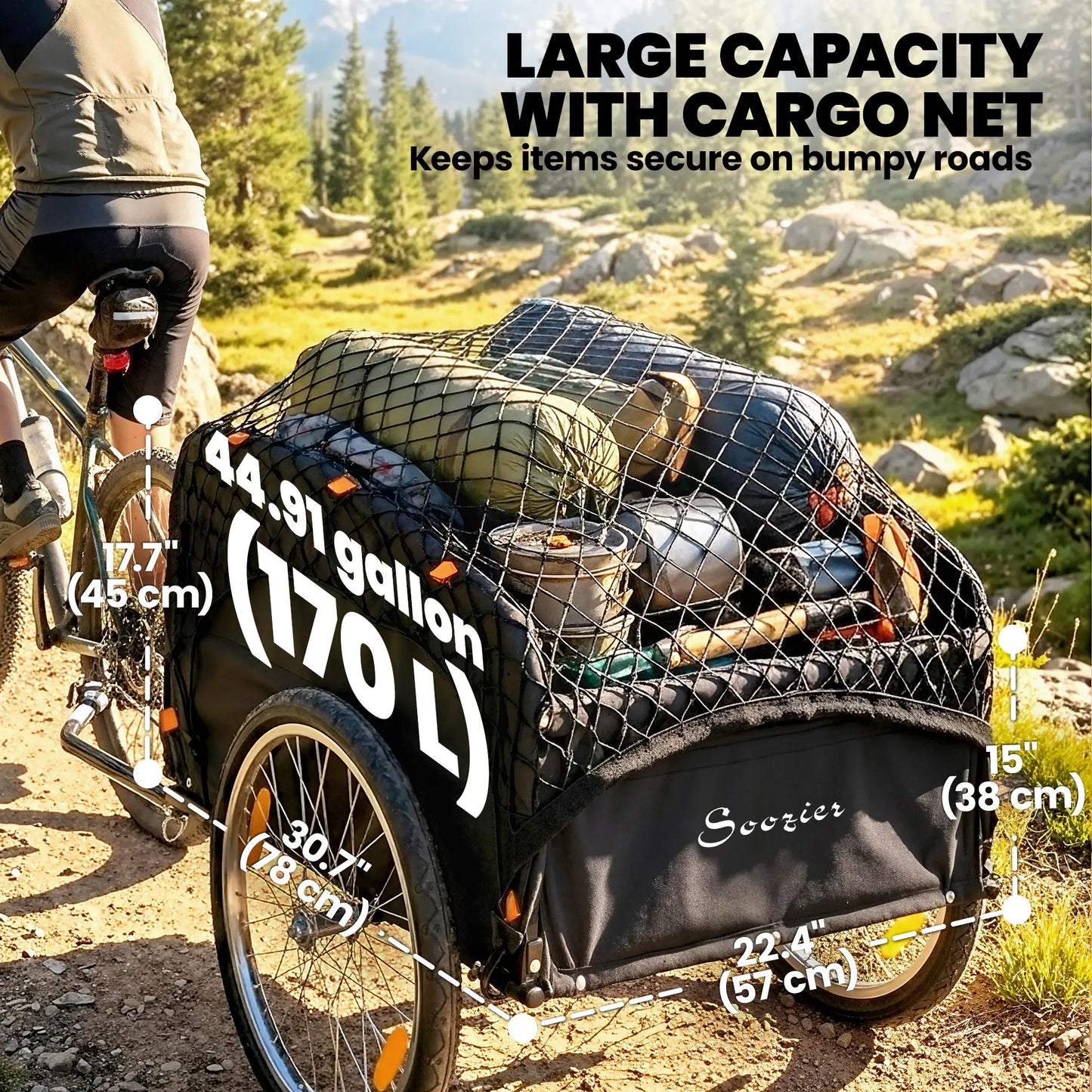 Bike Cargo Trailer, 45 Gal, 20" Wheels, Cargo Net, Reflectors Bike Cargo Trailers at Gallery Canada