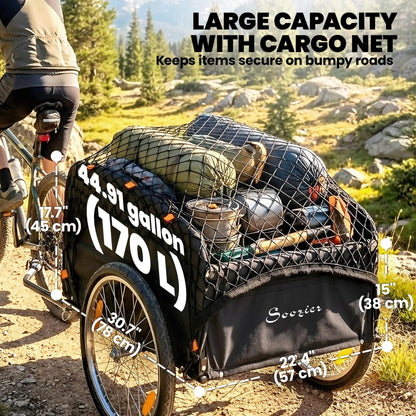 Bike Cargo Trailer, 45 Gal, 20" Wheels, Cargo Net, Reflectors Bike Cargo Trailers at Gallery Canada