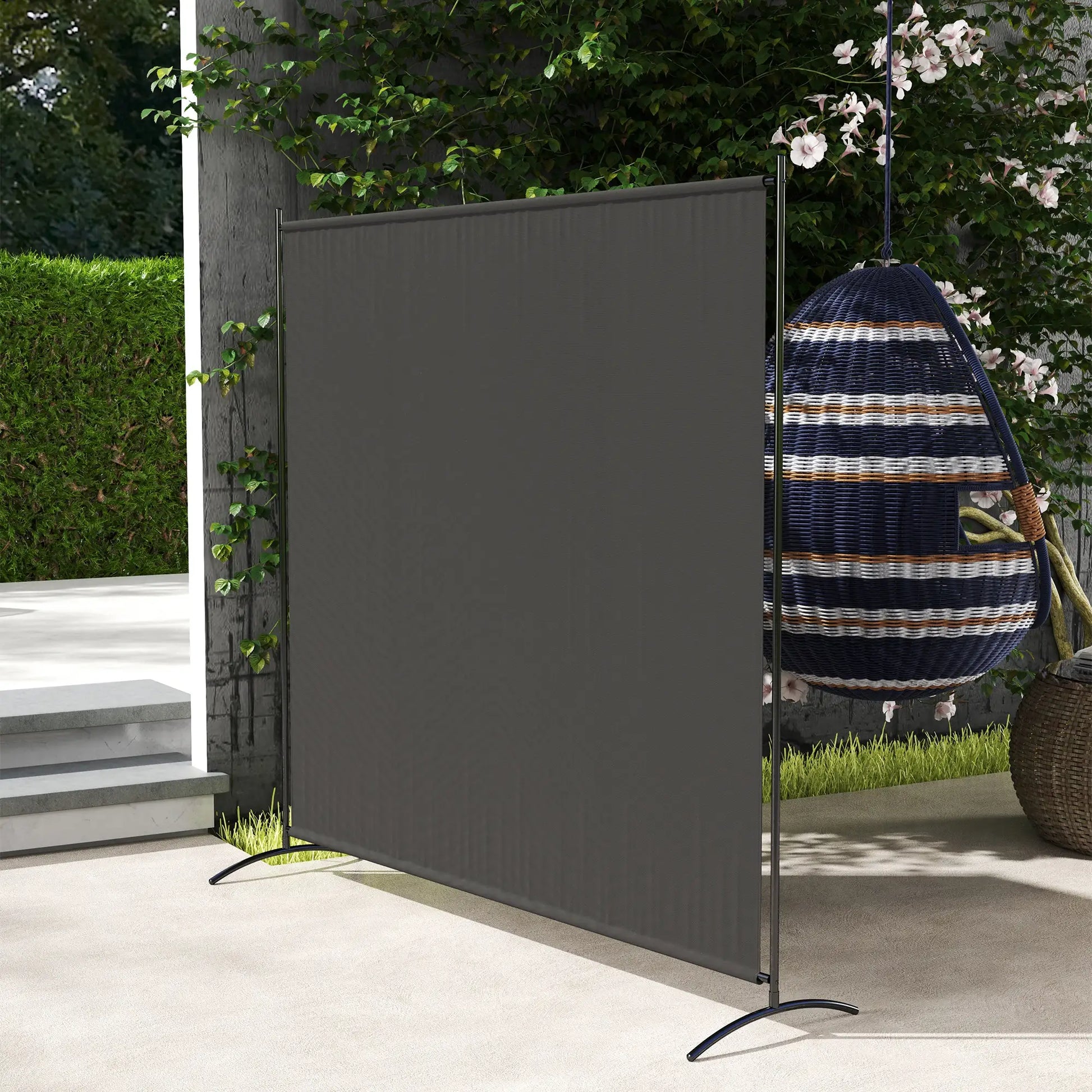 Single Panel Room Divider, UV30+ Privacy Screen, Dark Grey Side Awnings at Gallery Canada