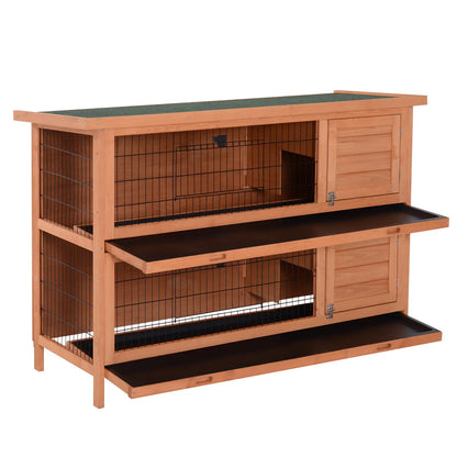 54"L 2-Story Rabbit Hutch, Wooden Pet House, Lockable Doors, No Leak Tray, Orange Rabbit Hutch at Gallery Canada