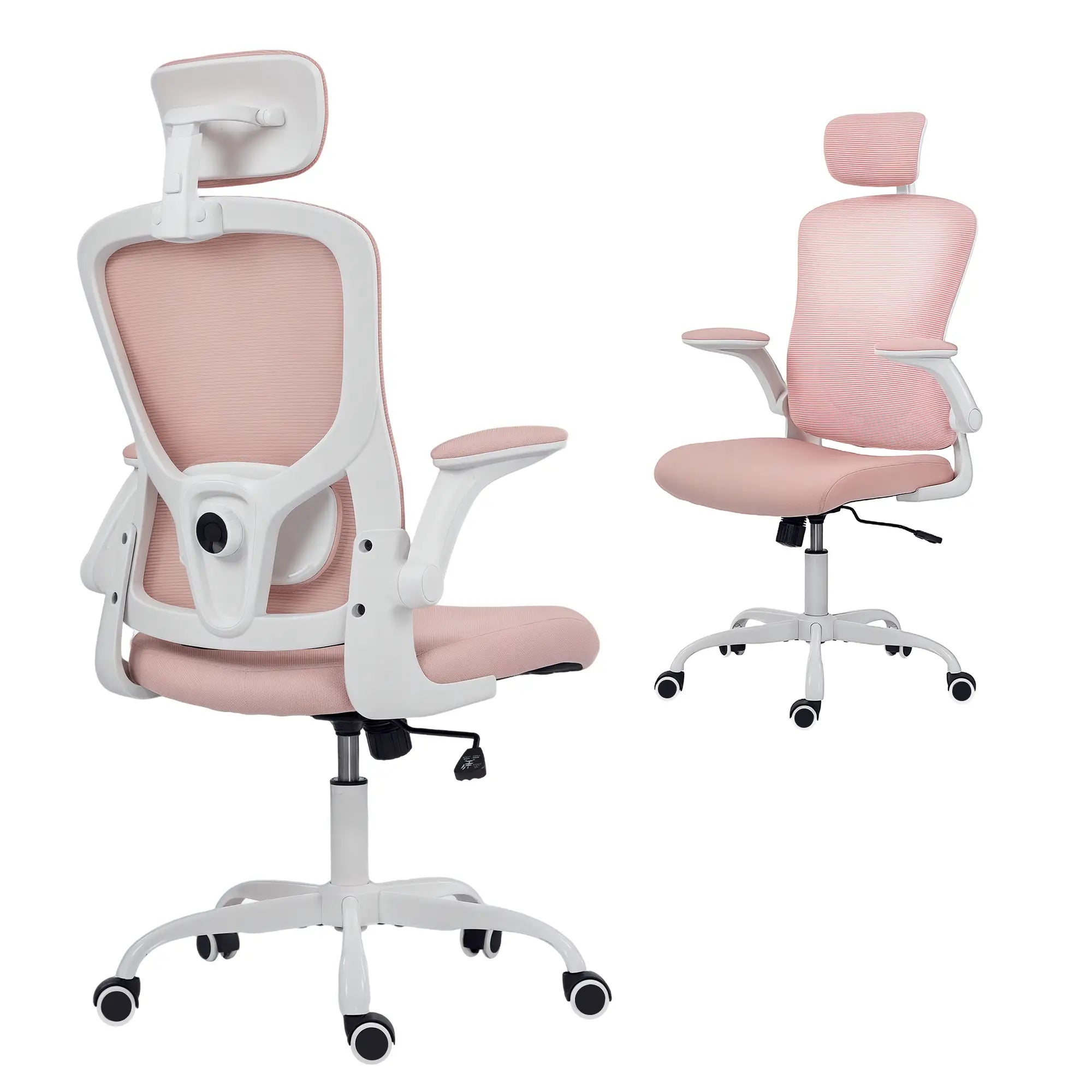 Ergonomic Office Chair, Mesh Desk Chair, Adjustable Headrest, Lumbar Support, Pink Task Chairs at Gallery Canada