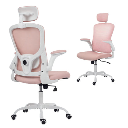 Ergonomic Office Chair, Mesh Desk Chair, Adjustable Headrest, Lumbar Support, Pink Task Chairs at Gallery Canada
