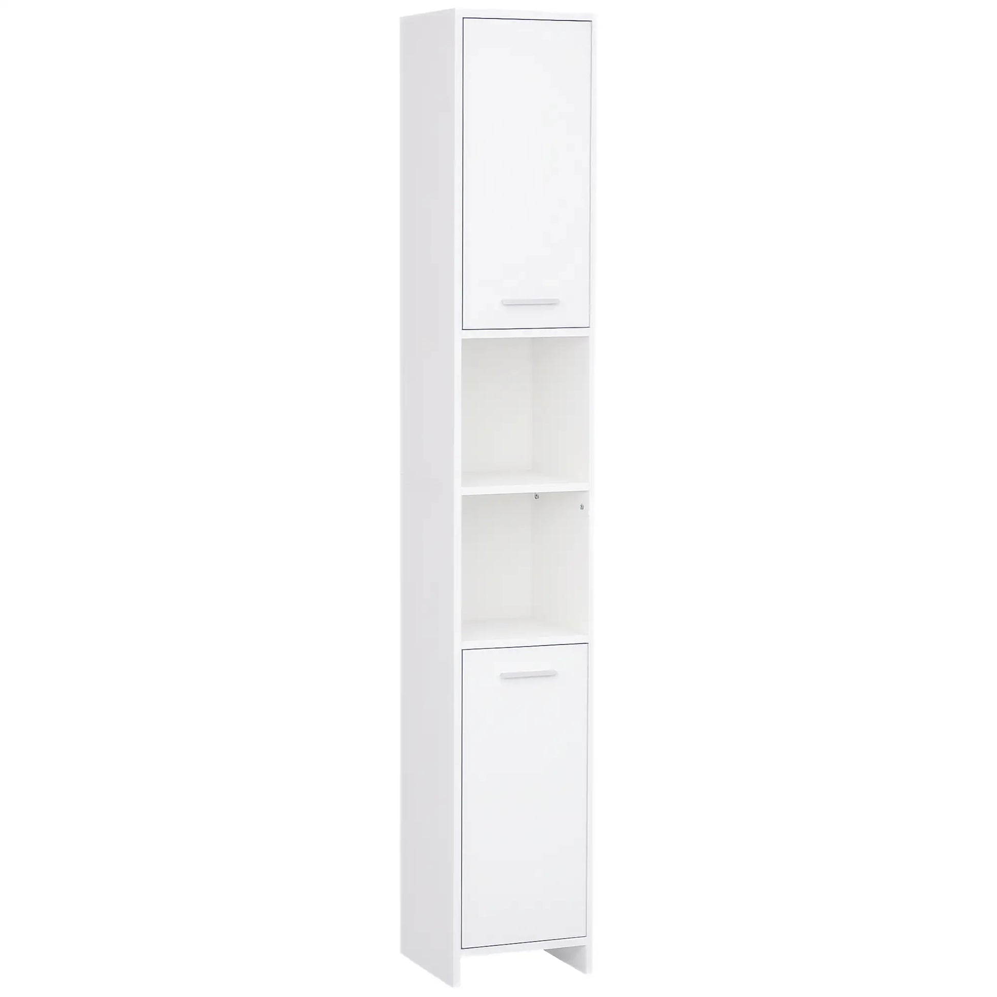Tall Narrow Bathroom Vanity, 2 Doors, Adjustable Shelves, White Bathroom Cabinets at Gallery Canada