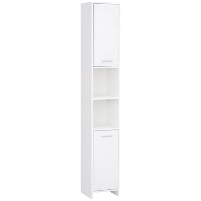 Tall Narrow Bathroom Vanity, 2 Doors, Adjustable Shelves, White Bathroom Cabinets at Gallery Canada