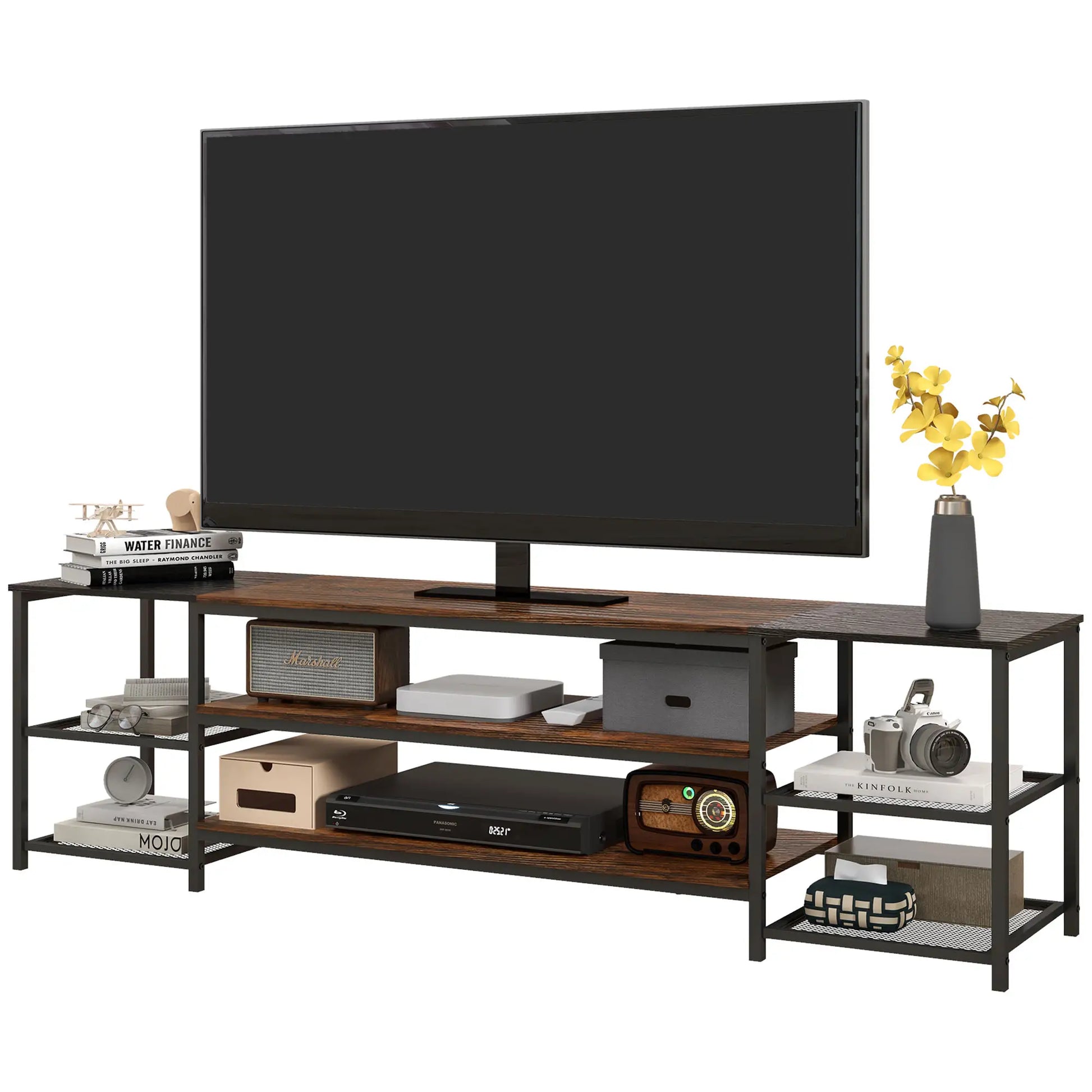 Industrial TV Stand, 80" with Storage Shelf, Steel Frame TV Stands at Gallery Canada