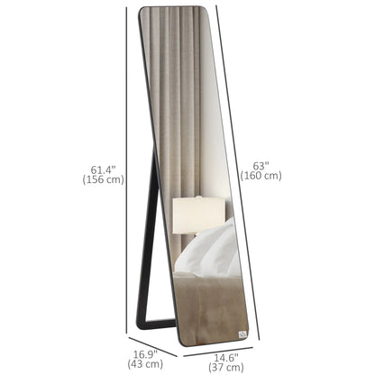 Full Length Mirror, Free Standing, Wood Frame, 15" x 61", Black Full Length Mirrors at Gallery Canada