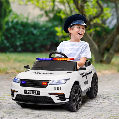 12V Kids Electric Police Car, Remote Control, White Electric Toy Cars at Gallery Canada