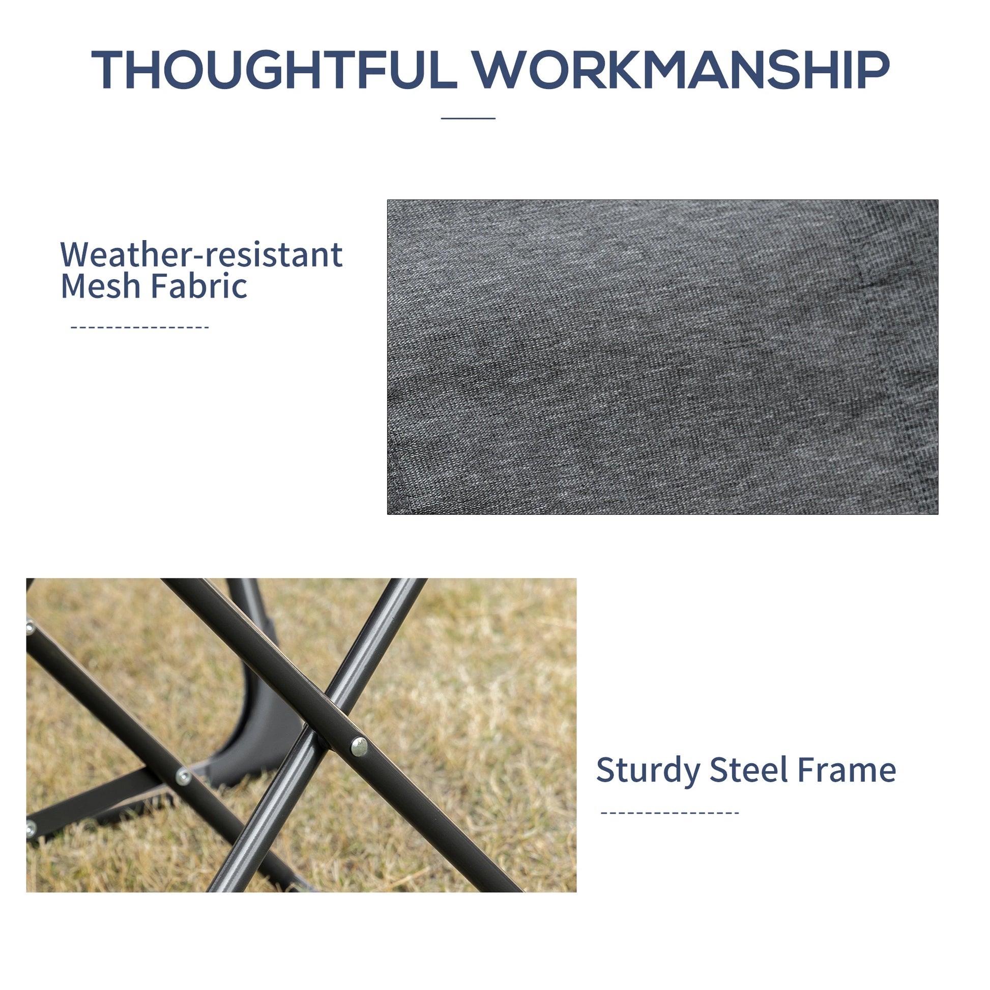 Outdoor Lounge Chair, Recliner with Footrest, Storage Pocket, Black Grey Lounger Chairs at Gallery Canada