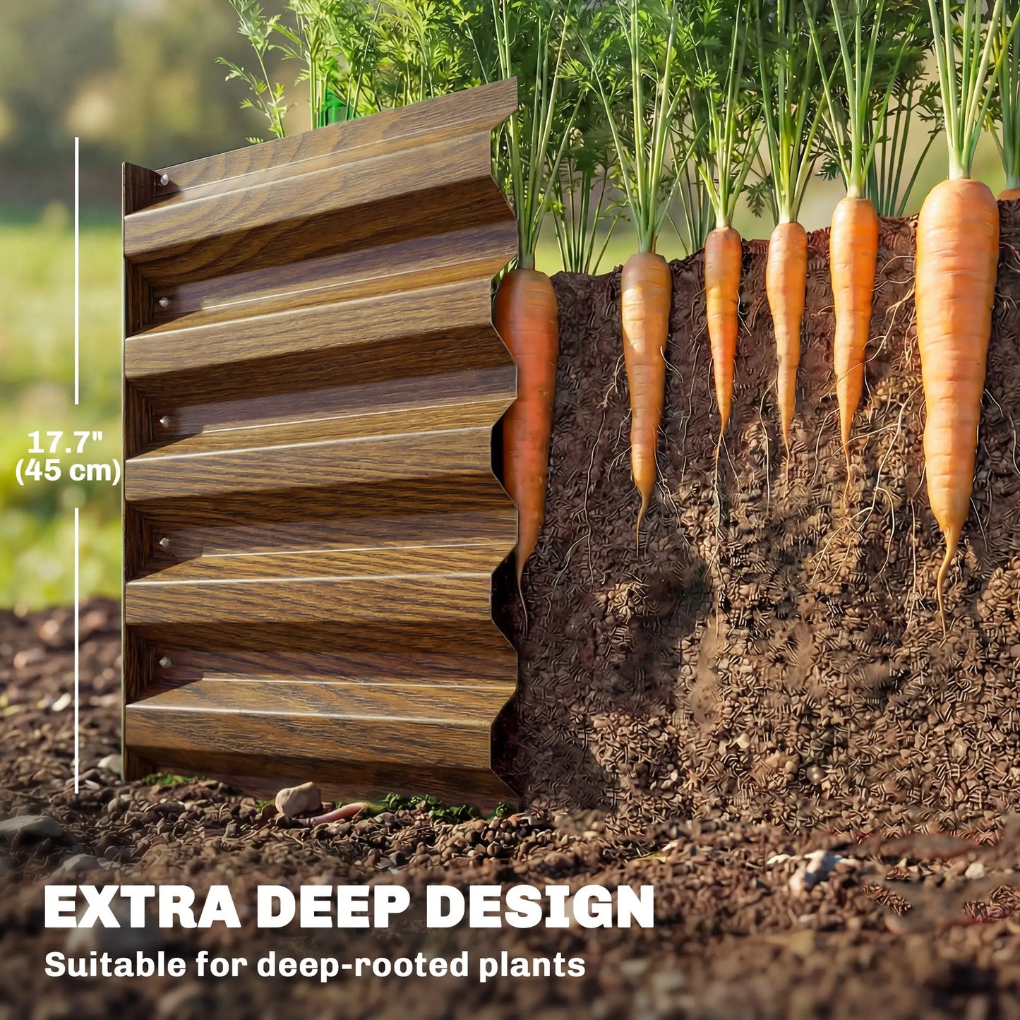 Galvanized Raised Garden Bed, 8 x 2.6 x 1.5ft, Brown Wood Effect, Brown Galvanized Planter Boxes at Gallery Canada