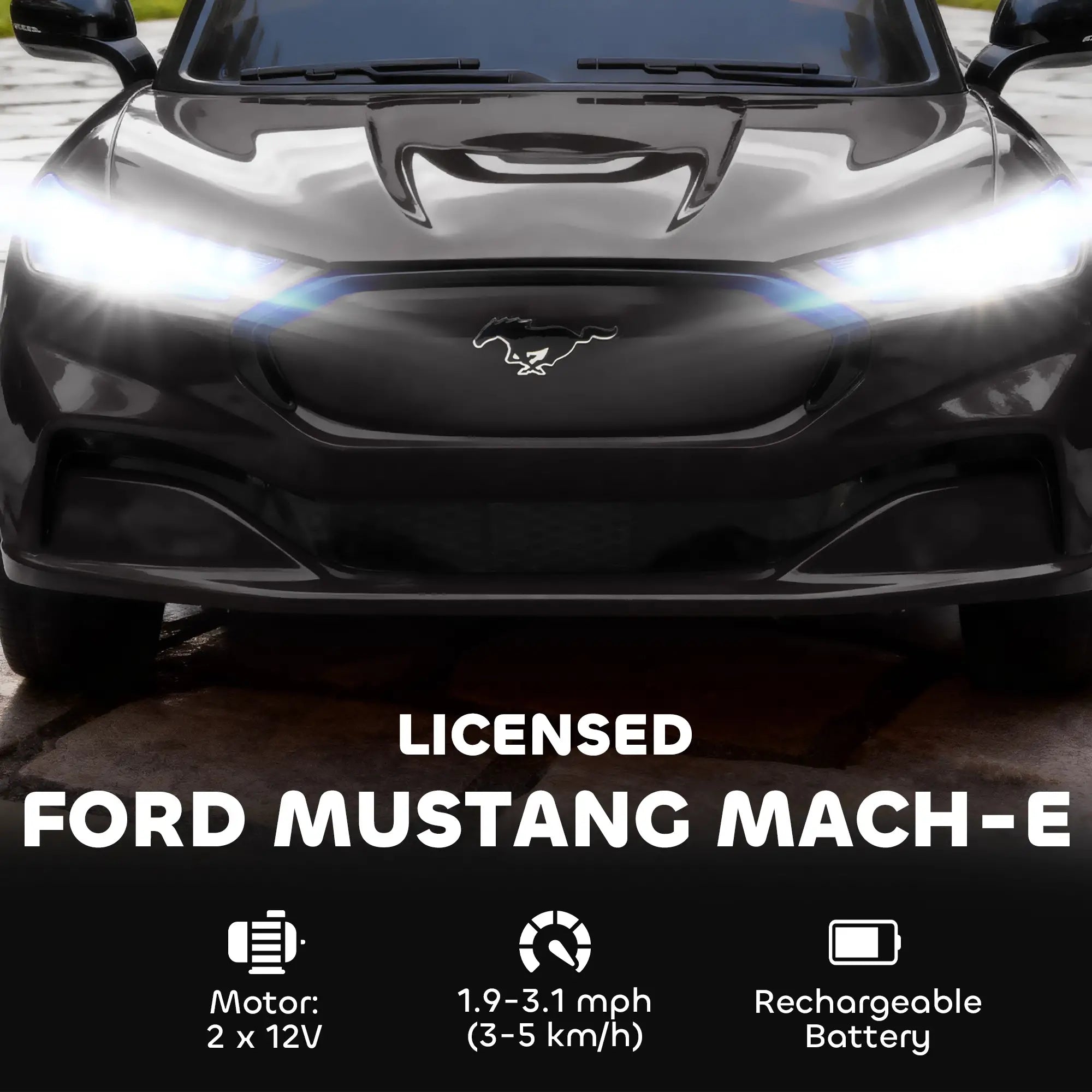 Ride On Car For Kids, 12V Electric Car, Remote Control, LED Light, Music, Black Electric Toy Cars at Gallery Canada