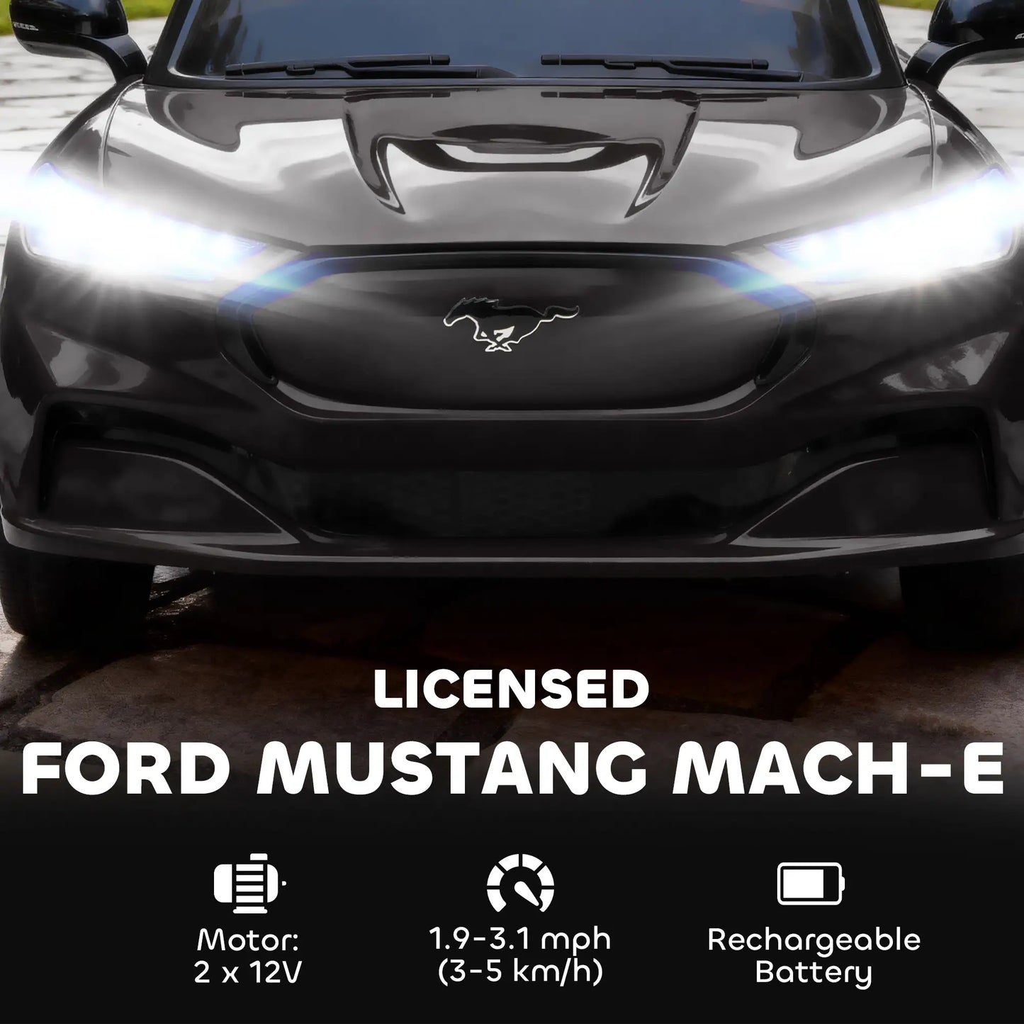 Ride On Car For Kids, 12V Electric Car, Remote Control, LED Light, Music, Black Electric Toy Cars at Gallery Canada