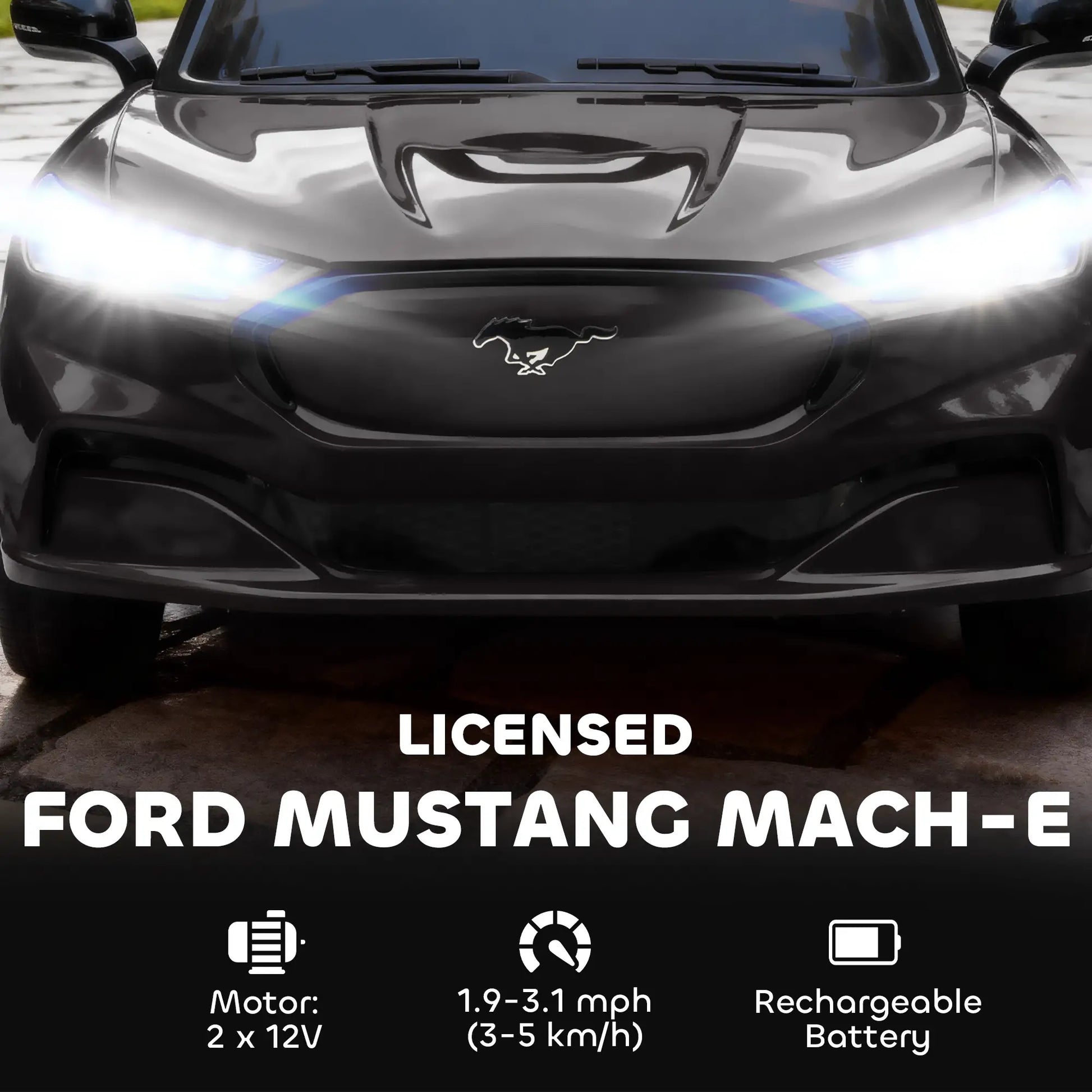 Ride On Car For Kids, 12V Electric Car, Remote Control, LED Light, Music, Black Electric Toy Cars at Gallery Canada