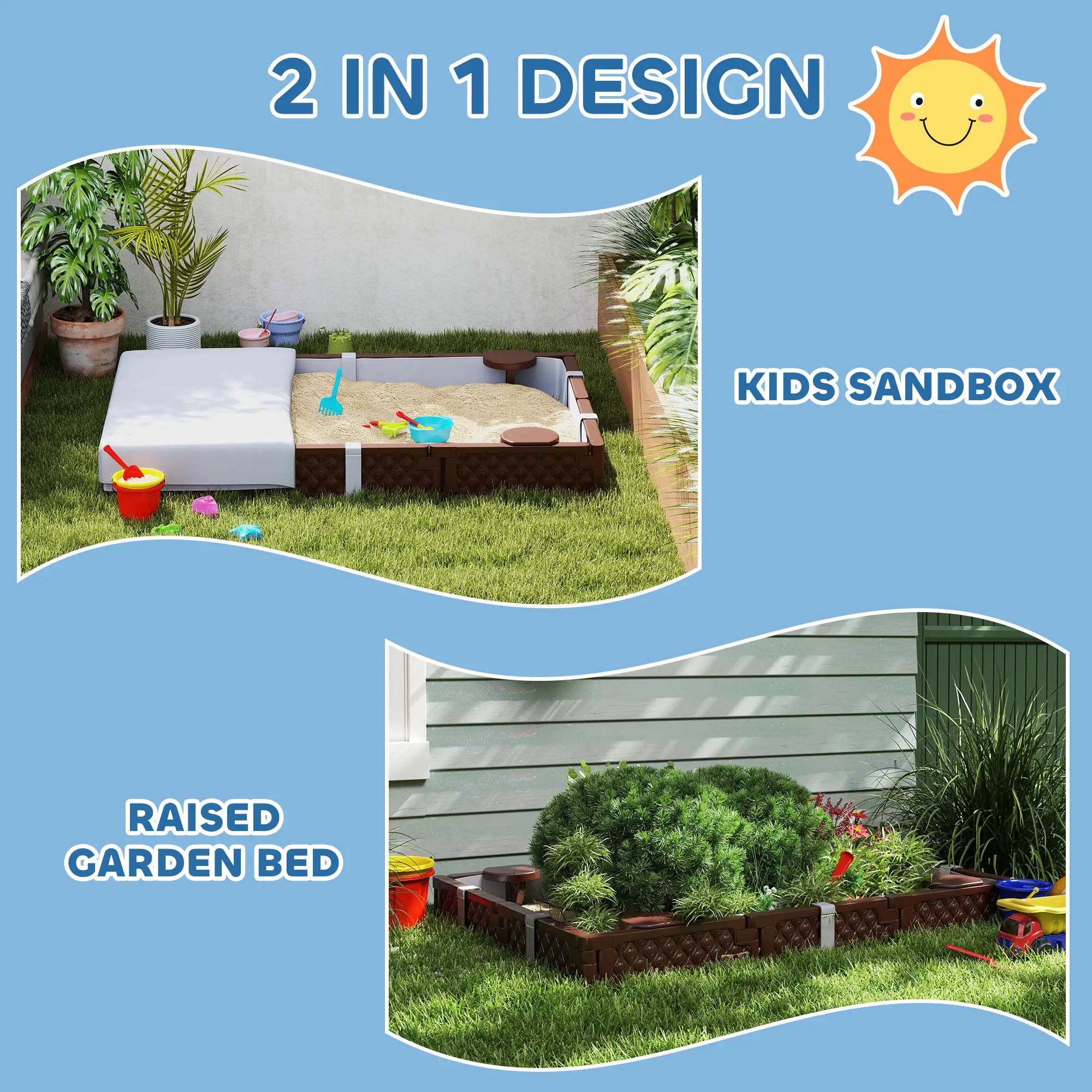 Kids Sandbox With Cover, 4 Corner Seats, 73