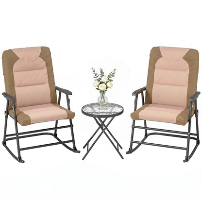 3-Piece Foldable Rocking Chair Set, Light Brown Outdoor Rocking Chairs at Gallery Canada