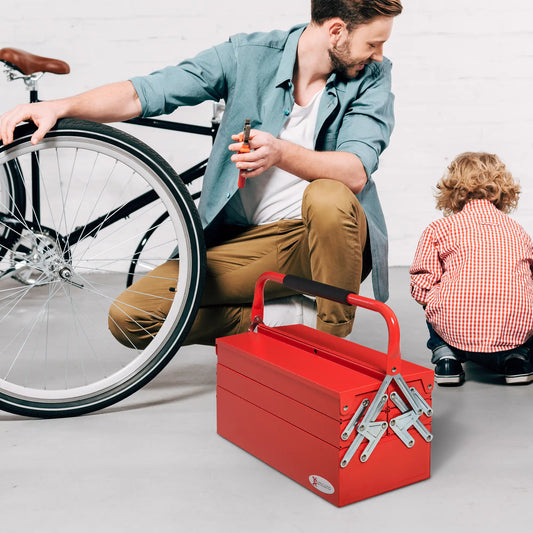 18 Inches Metal Tool Box, 5-Tray Cantilever Steel Chest, Red Tool Organizers Red at Gallery Canada