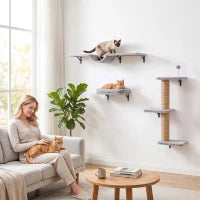 3-in-1 Cat Wall Shelves, Bed, Hammock, Posts, Spring Ball Cat Climbing Wall Multi Colour at Gallery Canada