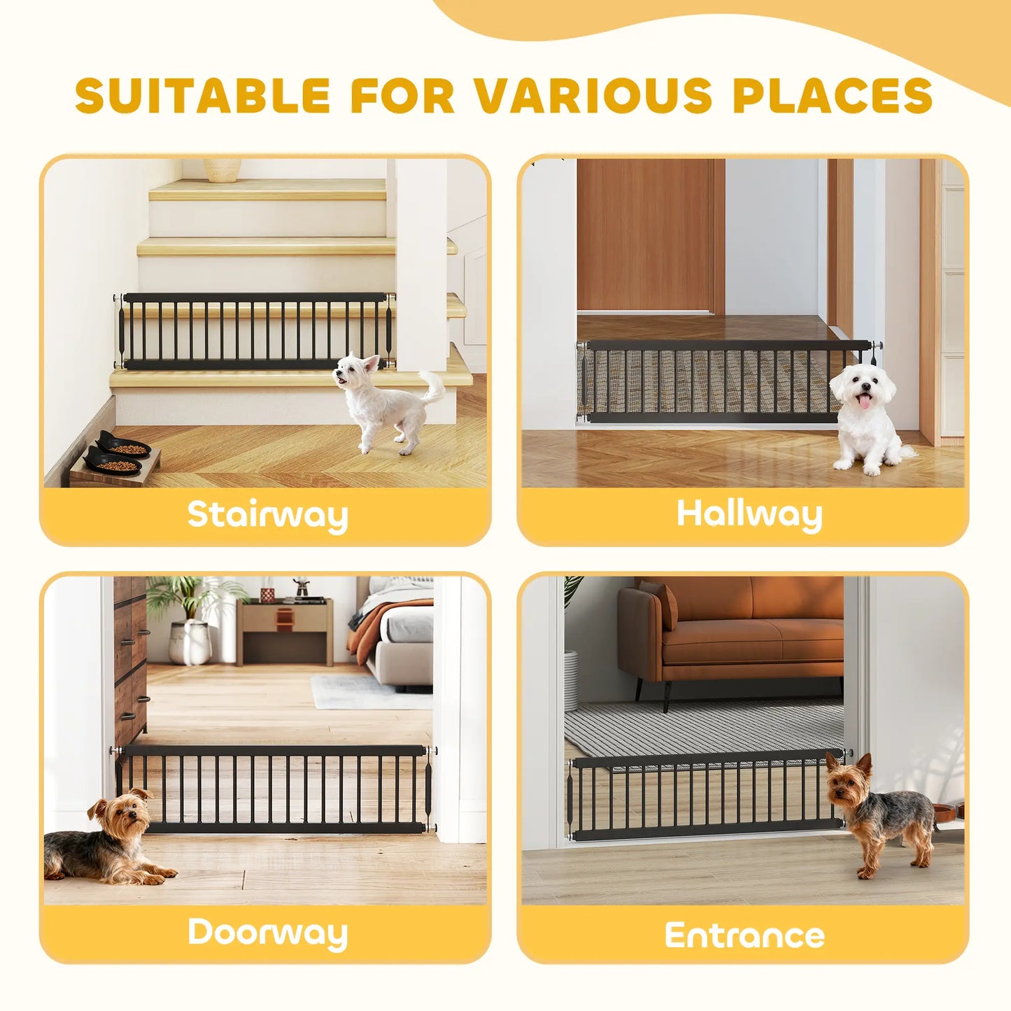 26"-37" Dog Gate, Adjustable Pet Gate, Pressure Mount Kit, Black Pet Gates at Gallery Canada
