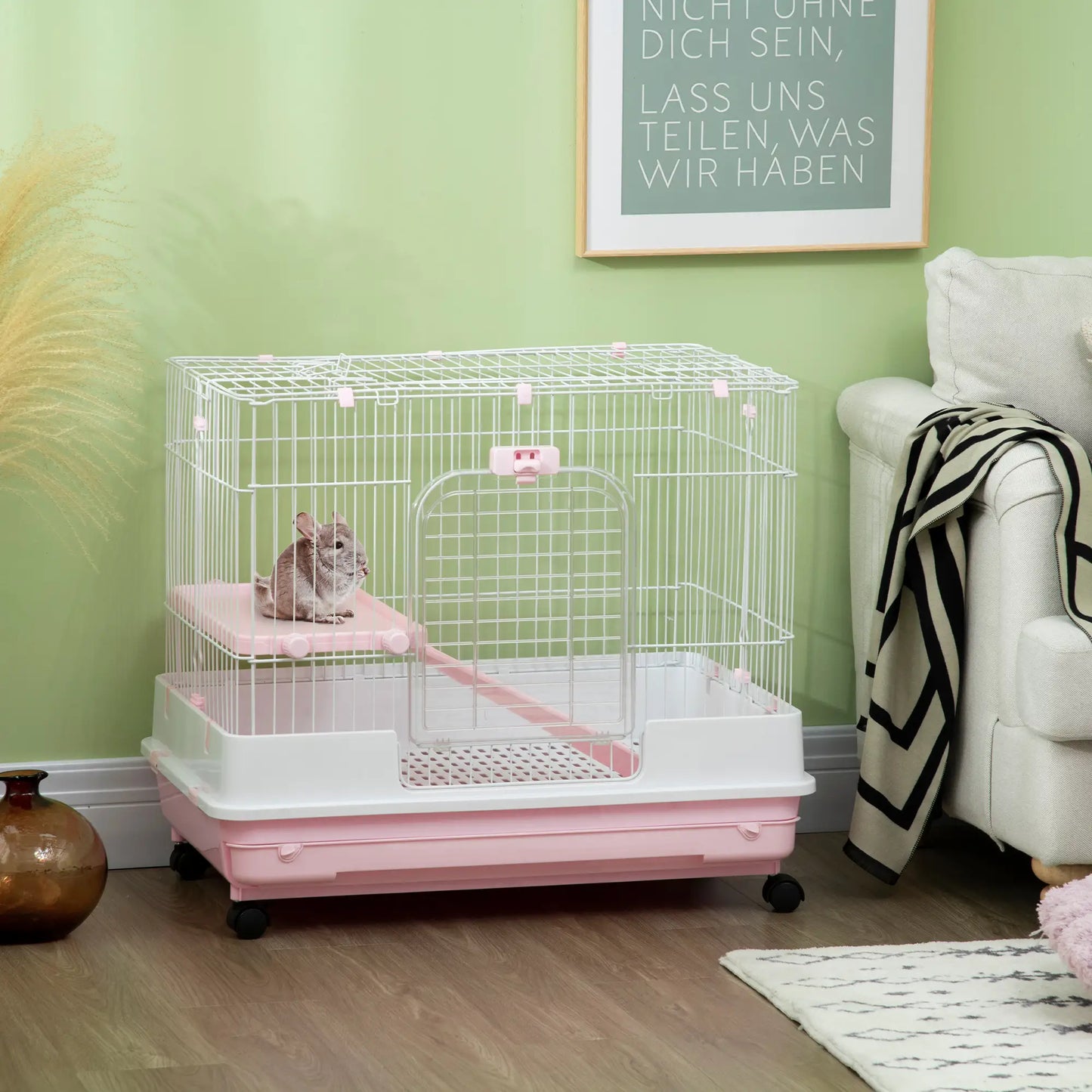 32"L 2-Level Small Animal Cage, Universal Lockable Wheels, Pink Houses & Habitats at Gallery Canada
