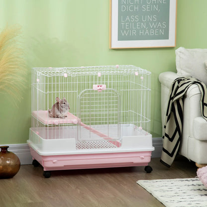 32"L 2-Level Small Animal Cage, Universal Lockable Wheels, Pink Houses & Habitats at Gallery Canada