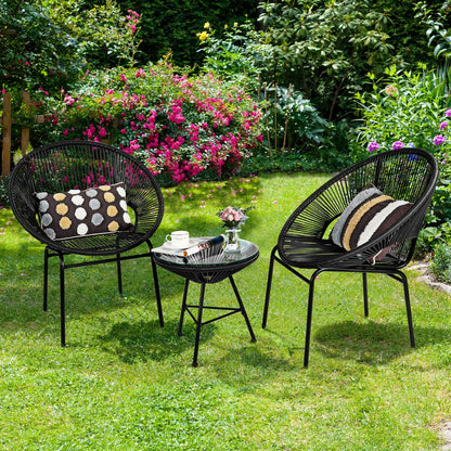 3PCS Patio Acapulco Bistro Set, Glass Table, Black Patio Conversation Sets at Gallery Canada
