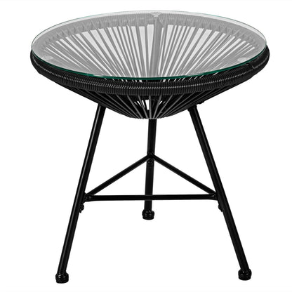 3PCS Patio Acapulco Bistro Set, Glass Table, Black Patio Conversation Sets at Gallery Canada