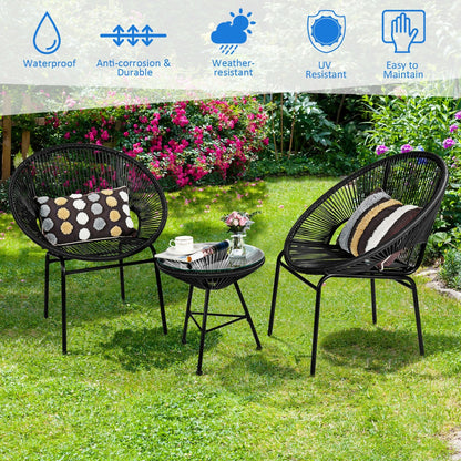3PCS Patio Acapulco Bistro Set, Glass Table, Black Patio Conversation Sets at Gallery Canada
