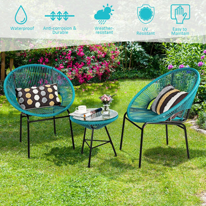 3PCS Patio Acapulco Bistro Set, Glass Table, Turquoise Patio Conversation Sets at Gallery Canada