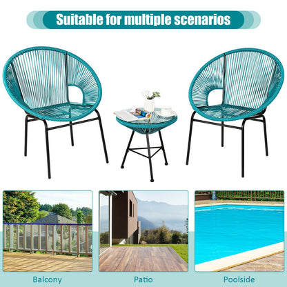 3PCS Patio Acapulco Bistro Set, Glass Table, Turquoise Patio Conversation Sets at Gallery Canada