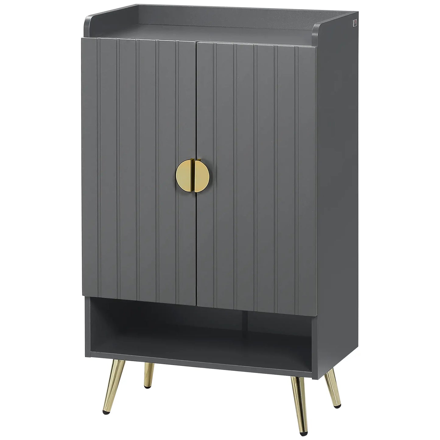 Narrow Shoe Storage Cabinet, Adjustable Shelves, Open Shelf, 15 Pairs, Grey Shoe Storage Cabinets & Racks at Gallery Canada