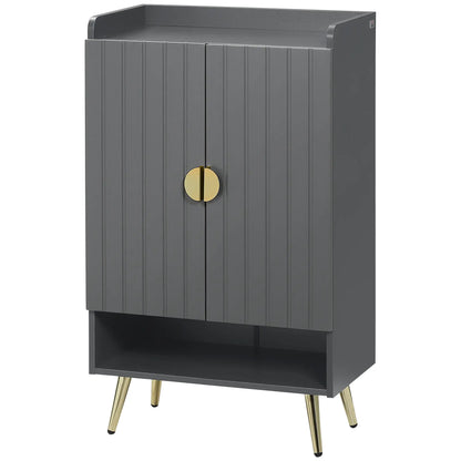 Narrow Shoe Storage Cabinet, Adjustable Shelves, Open Shelf, 15 Pairs, Grey Shoe Storage Cabinets & Racks at Gallery Canada