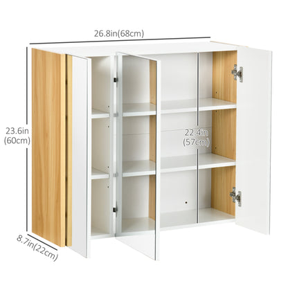 Wall Mounted Medicine Cabinet with Mirror Wall Mirror Cabinet with 3 Doors and Adjustable Storage Shelves White - Gallery Canada