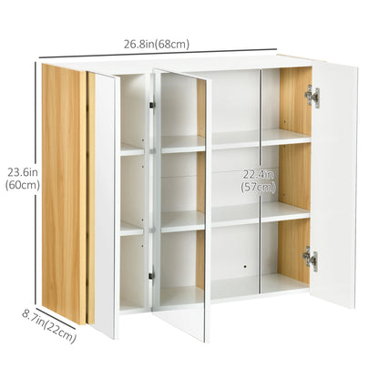 Wall Mounted Medicine Cabinet, Mirror, 3 Doors, Adjustable Shelves, White Mirror Medicine Cabinets at Gallery Canada