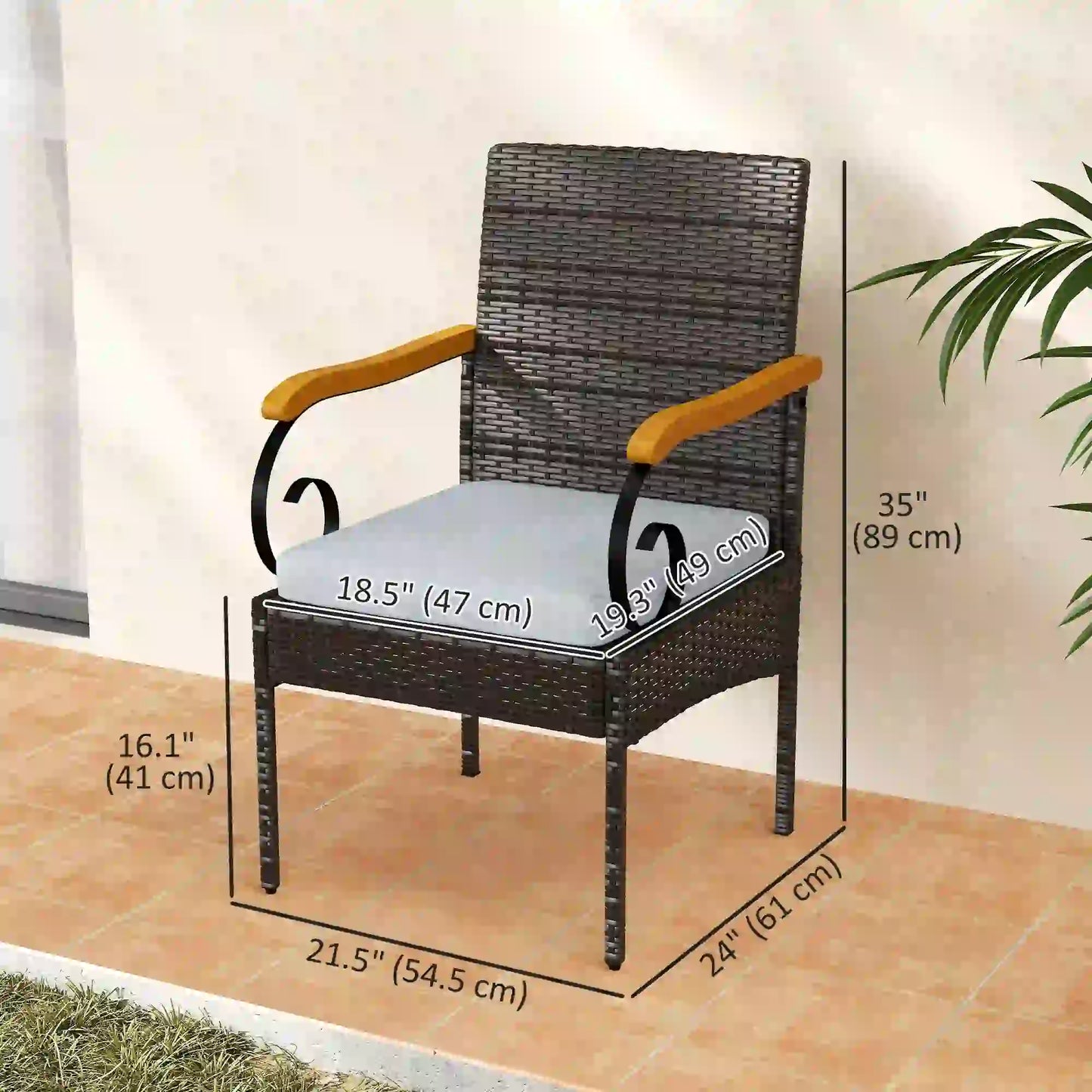 Set of 2 Rattan Outdoor Dining Chairs, Wicker Patio Chairs, Light Grey Patio Chairs at Gallery Canada