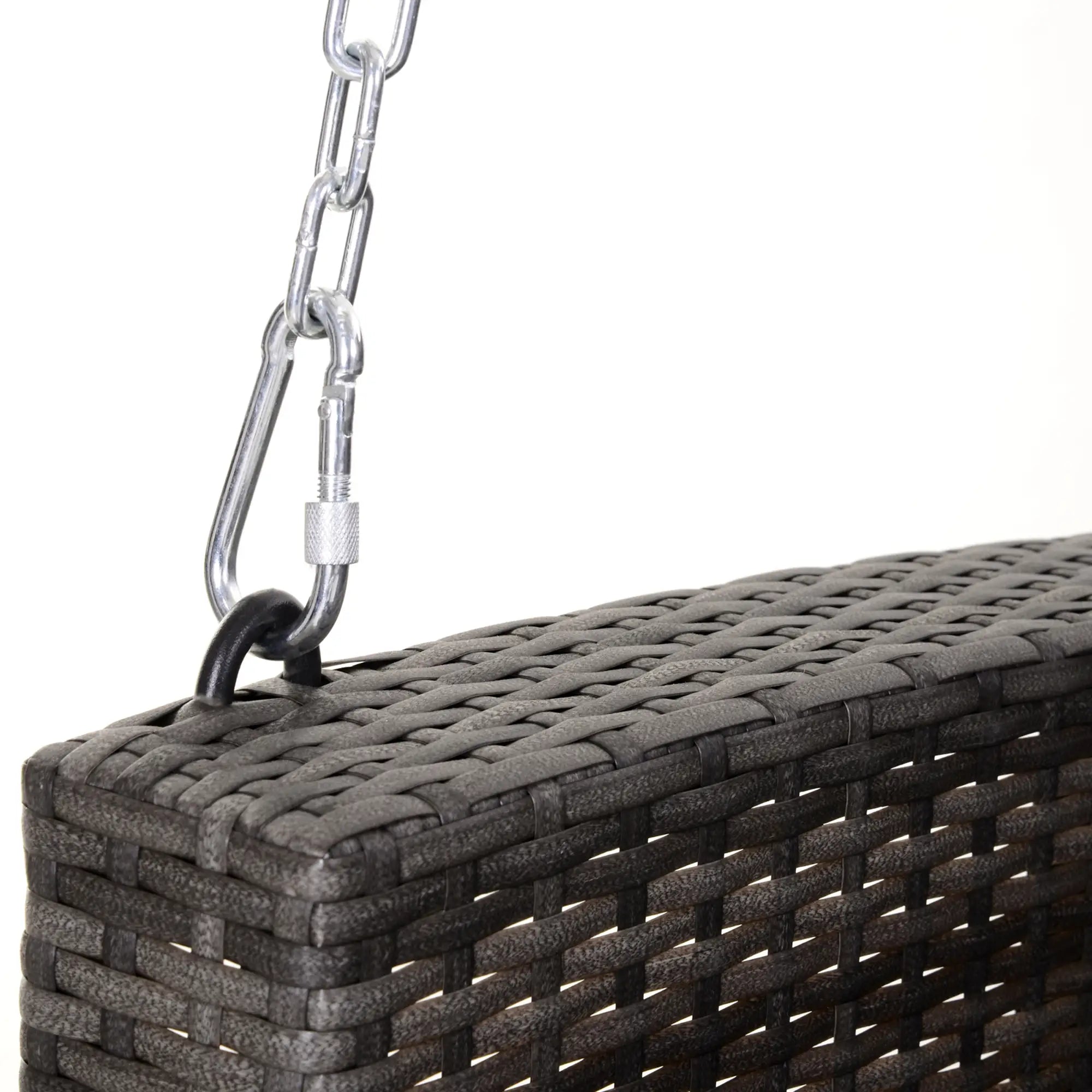 2-Person Patio Swing, Outdoor Rattan Hanging Bench with Cushion, 7.2 ft Steel Chains, Grey Hanging Porch Swings at Gallery Canada