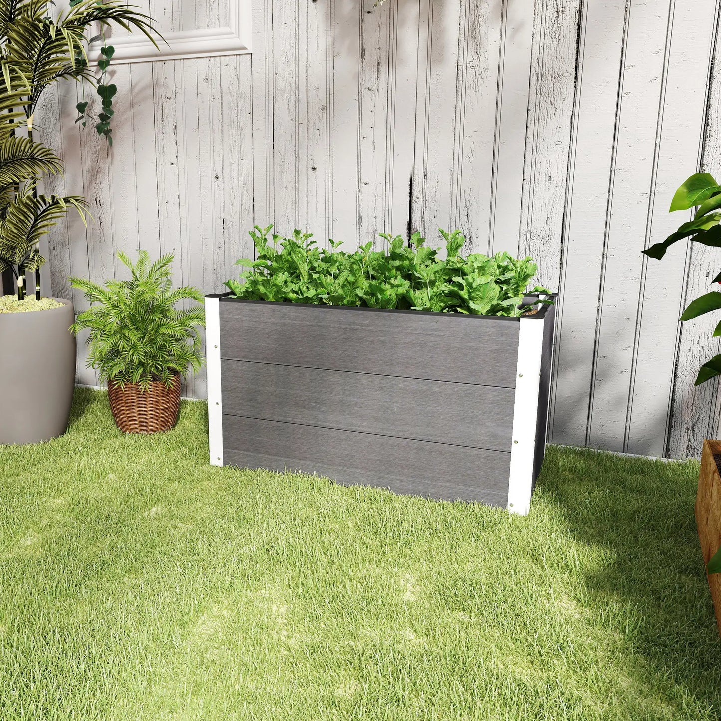 3' x 2' x 2' Raised Garden Bed, Wood Plastic Planter Box, Grey Galvanized Planter Boxes at Gallery Canada