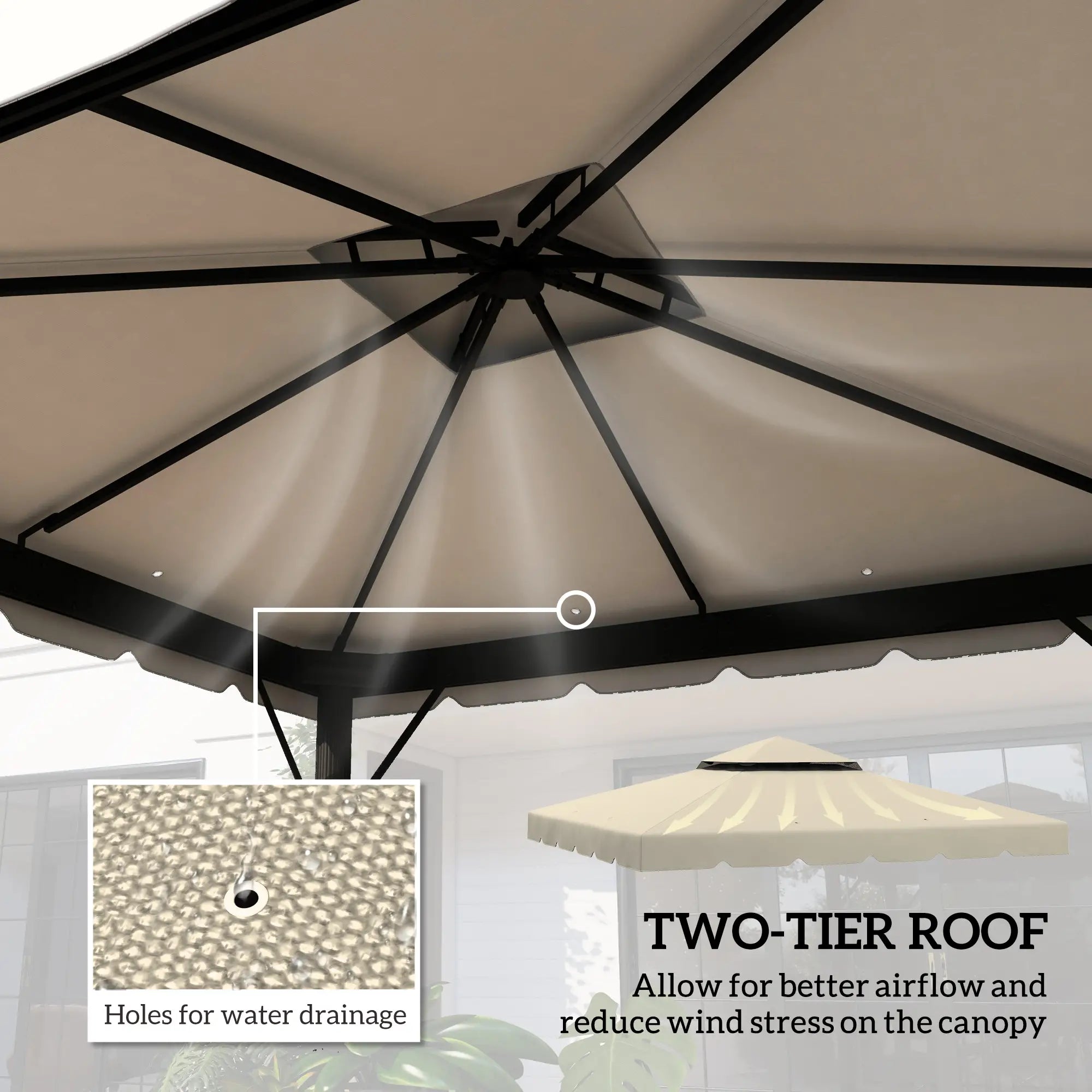 10' X 10' Gazebo Replacement Canopy Top, Vented Roof Patio Cover, Beige Gazebo Canopy Replacement at Gallery Canada