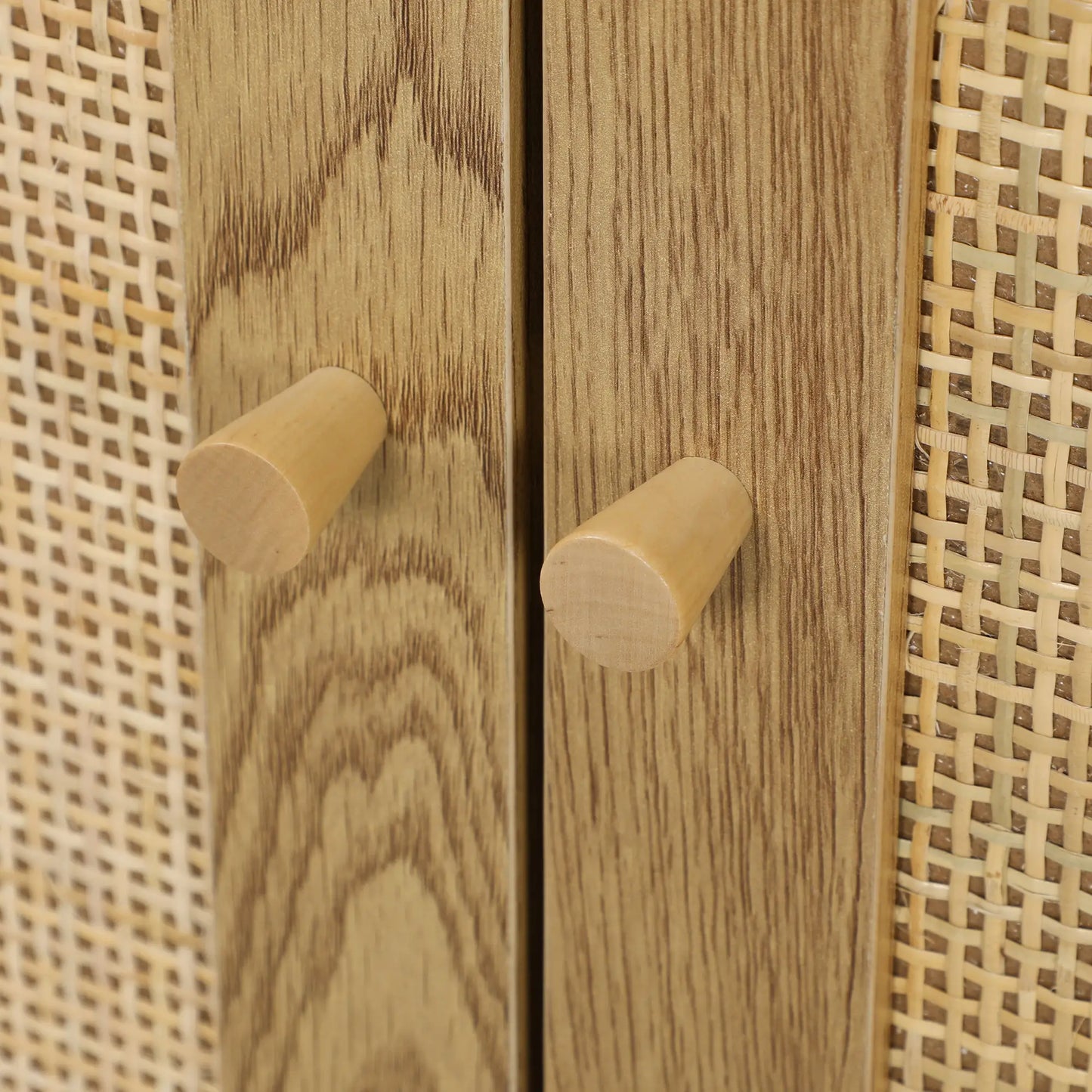 Bohemian Sideboard, Rattan Doors, Adjustable Shelf, Natural Wood Storage Cabinets at Gallery Canada