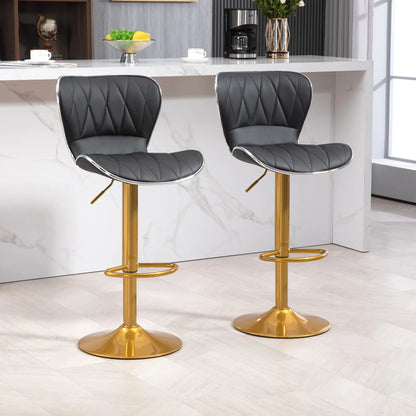 Counter Height Bar Stools Set of 2, Adjustable Height Bar Chairs with Swivel Seat, PU Leather Upholstery Bar Stools at Gallery Canada
